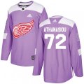 Detroit Red Wings #72 Andreas Athanasiou Authentic Purple Fights Cancer Practice NHL Jersey