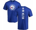 Philadelphia 76ers #18 Shake Milton Royal Blue Backer T-Shirt