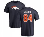 Denver Broncos #84 Shannon Sharpe Navy Blue Name & Number Logo T-Shirt
