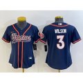 Women Denver Broncos #3 Russell Wilson Navy Blue With Patch Cool Base Stitched Baseball