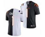 Cincinnati Bengals #1 Ja'Marr Chase 2021 Black White Split Stitched Football Jersey