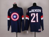 NHL Olympic Team USA #21 James van Riemsdyk Navy Blue Captain America Fashion Stitched Jerseys