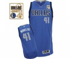 Dallas Mavericks #41 Dirk Nowitzki Authentic Royal Blue Road Champions Patch Basketball Jersey