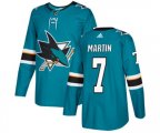 Adidas San Jose Sharks #7 Paul Martin Premier Teal Green Home NHL Jersey