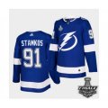 Tampa Bay Lightning #91 Steven Stamkos Blue Authentic 2021 Stanley Cup Jersey