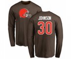 Cleveland Browns #30 D'Ernest Johnson Brown Name & Number Logo Long Sleeve T-Shirt