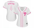 Women's Philadelphia Phillies #4 Lenny Dykstra Authentic White Fashion Cool Base Baseball Jersey