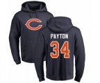 Chicago Bears #34 Walter Payton Navy Blue Name & Number Logo Pullover Hoodie
