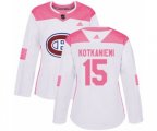 Women Montreal Canadiens #15 Jesperi Kotkaniemi Authentic White Pink Fashion NHL Jersey
