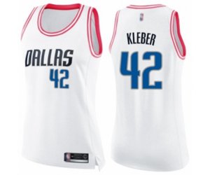 Women\'s Dallas Mavericks #42 Maxi Kleber Swingman White Pink Fashion Basketball Jersey