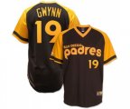 San Diego Padres #19 Tony Gwynn Replica Brown Throwback Baseball Jersey