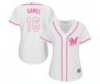 Women's Milwaukee Brewers #16 Ben Gamel Replica White Fashion Cool Base Baseball Jersey