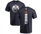 Edmonton Oilers #4 Kris Russell Navy Blue Backer T-Shirt