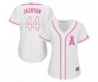 Women's Los Angeles Angels of Anaheim #44 Reggie Jackson Replica White Fashion Cool Base Baseball Jersey