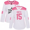 Women's Dallas Stars #15 Bobby Smith Authentic White Pink Fashion NHL Jersey