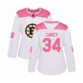 Women Boston Bruins #34 Paul Carey Authentic White Pink Fashion Hockey Jersey