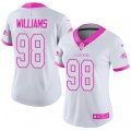 Women Baltimore Ravens #98 Brandon Williams Limited White Pink Rush Fashion NFL Jersey