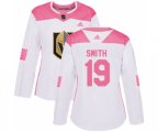 Women Vegas Golden Knights #19 Reilly Smith Authentic White Pink Fashion NHL Jersey