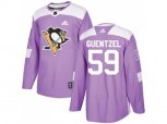 Adidas Pittsburgh Penguins #59 Jake Guentzel Purple Authentic Fights Cancer Stitched NHL Jersey
