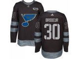 Adidas St. Louis Blues #30 Martin Brodeur Black 1917-2017 100th Anniversary Stitched NHL Jersey