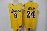 Los Angeles Lakers #8 #24 Kobe Bryant Yellow 75th Anniversary Diamond 2021 Stitched Jersey