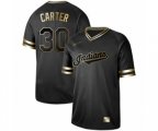 Cleveland Indians #30 Joe Carter Authentic Black Gold Fashion Baseball Jersey