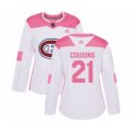 Women Montreal Canadiens #21 Nick Cousins Authentic White Pink Fashion Hockey Jersey