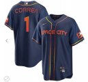 Houston Astros #1 Carlos Correa 2022 Navy City Connect Game Stitched Jersey