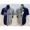 Dallas Cowboys #7 Trevon Diggs Navy Gray Split With Patch Cool Base Stitched Baseball Jersey