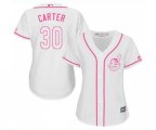 Women's Cleveland Indians #30 Joe Carter Replica White Fashion Cool Base Baseball Jersey