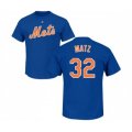 New York Mets #32 Steven Matz Royal Blue Name & Number T-Shirt