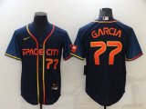 Houston Astros #77 Luis Garcia Number 2022 Navy Blue City Connect Cool Base Stitched Jersey
