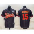 Kansas City Chiefs #15 Patrick Mahomes Black With Super Bowl LVII Patch Cool Base Stitched Baseball Jersey