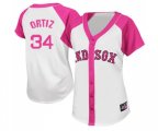 Women's Boston Red Sox #34 David Ortiz Replica White Pink Splash Fashion Baseball Jersey