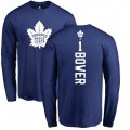 Toronto Maple Leafs #1 Johnny Bower Royal Blue Backer Long Sleeve T-Shirt