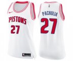 Women's Detroit Pistons #27 Zaza Pachulia Swingman White Pink Fashion Basketball Jersey