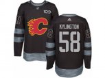 Adidas Calgary Flames #58 Oliver Kylington Authentic Black 1917-2017 100th Anniversary NHL Jersey
