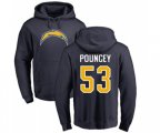 Los Angeles Chargers #53 Mike Pouncey Navy Blue Name & Number Logo Pullover Hoodie