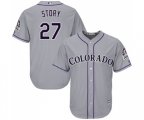 Colorado Rockies #27 Trevor Story Replica Grey Road Cool Base Baseball Jersey