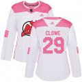 Women New Jersey Devils #29 Ryane Clowe Authentic WhitePink Fashion NHL Jersey
