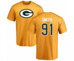 Green Bay Packers #91 Preston Smith Gold Name & Number Logo T-Shirt