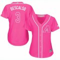 Women Arizona Diamondbacks #3 Daniel Descalso Replica Pink Fashion MLB Jersey