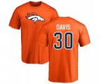 Denver Broncos #30 Terrell Davis Orange Name & Number Logo T-Shirt