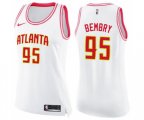 Women's Atlanta Hawks #95 DeAndre' Bembry Swingman White Pink Fashion Basketball Jersey