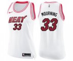 Women's Miami Heat #33 Alonzo Mourning Swingman White Pink Fashion Basketball Jersey