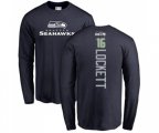 Seattle Seahawks #16 Tyler Lockett Navy Blue Backer Long Sleeve T-Shirt