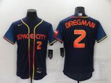 Houston Astros #2 Alex Bregman Number 2022 Navy Blue City Connect Flex Base Stitched Baseball Jersey