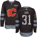 Calgary Flames #31 Eddie Lack Authentic Black 1917-2017 100th Anniversary NHL Jersey