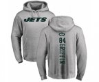 New York Jets #84 Ryan Griffin Ash Backer Pullover Hoodie