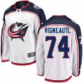 Columbus Blue Jackets #74 Sam Vigneault Authentic White Away Fanatics Branded Breakaway NHL Jersey